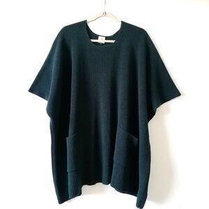 Cabi Style 3683 Womens Dark Green Round Neck Flex Poncho Sweater Size M/L